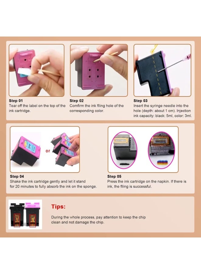 SKY 4-Pack Universal Printer Ink/Refill Dye Ink suitable for refilling 123 305 652 650 651 653 122 901 47 60 61 63 62 64 65 901 21 22 78 45 and ink tank printers - Image 5