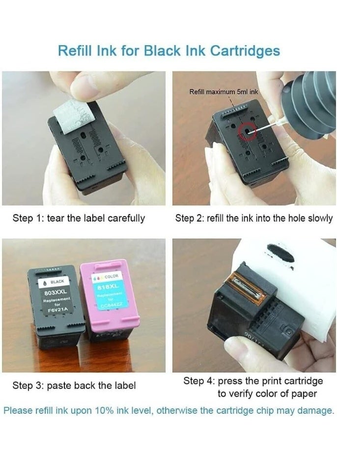 SKY 4-Pack Universal Printer Ink/Refill Dye Ink suitable for refilling 123 305 652 650 651 653 122 901 47 60 61 63 62 64 65 901 21 22 78 45 and ink tank printers - Image 3