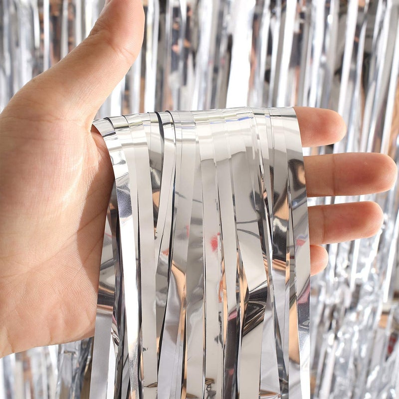 Flyloons Silver Foil Curtain Pack of 2 for Birthday, Anniversaries, Graduation, Retirement, Baby Shower Decoration… - Image 3