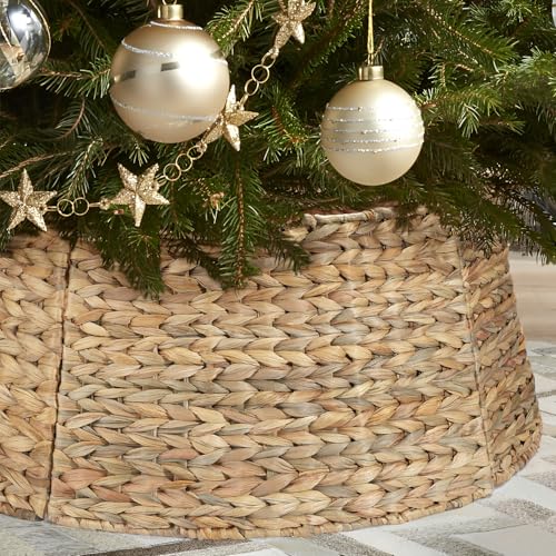 Yonsya 5-Piece Rattan Christmas Tree Collar - 26" Rustic Farmhouse Tree Skirt- Xmas Tree Base Cover for Christmas Decoration- Woven Holiday Tree Ring Accessory for Home, Living Room (Natural, 26 in) - Image 1