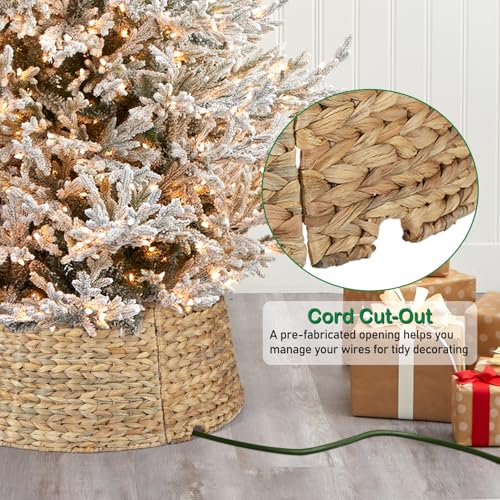 Yonsya 5-Piece Rattan Christmas Tree Collar - 26" Rustic Farmhouse Tree Skirt- Xmas Tree Base Cover for Christmas Decoration- Woven Holiday Tree Ring Accessory for Home, Living Room (Natural, 26 in) - Image 3