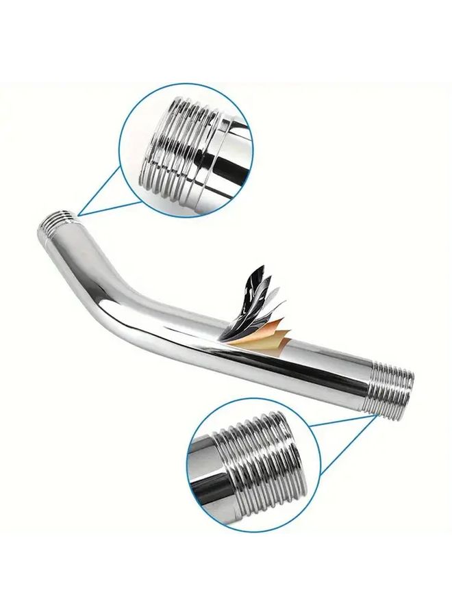 7.8 Inch Luxury High Pressure Shower Set Silvery Chrome Finish Adjustable Arm Self Cleaning Nozzles Wall Mounted - Image 5