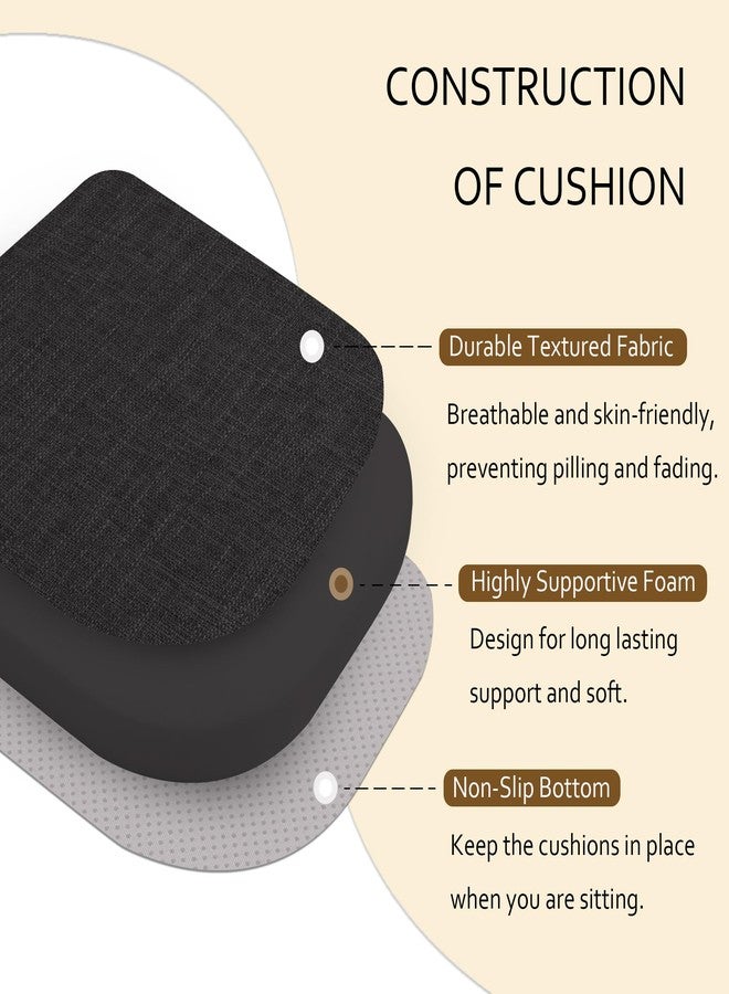 ELFJOY Chair Cushions for Dining Chairs Non-Slip Kitchen Chair Cushions Set of 2 Seat Cushion with Ties for Indoor Kitchen Dining Office Black - Image 3
