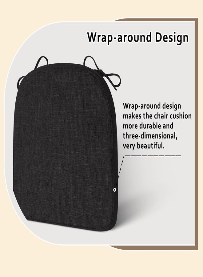 ELFJOY Chair Cushions for Dining Chairs Non-Slip Kitchen Chair Cushions Set of 2 Seat Cushion with Ties for Indoor Kitchen Dining Office Black - Image 5