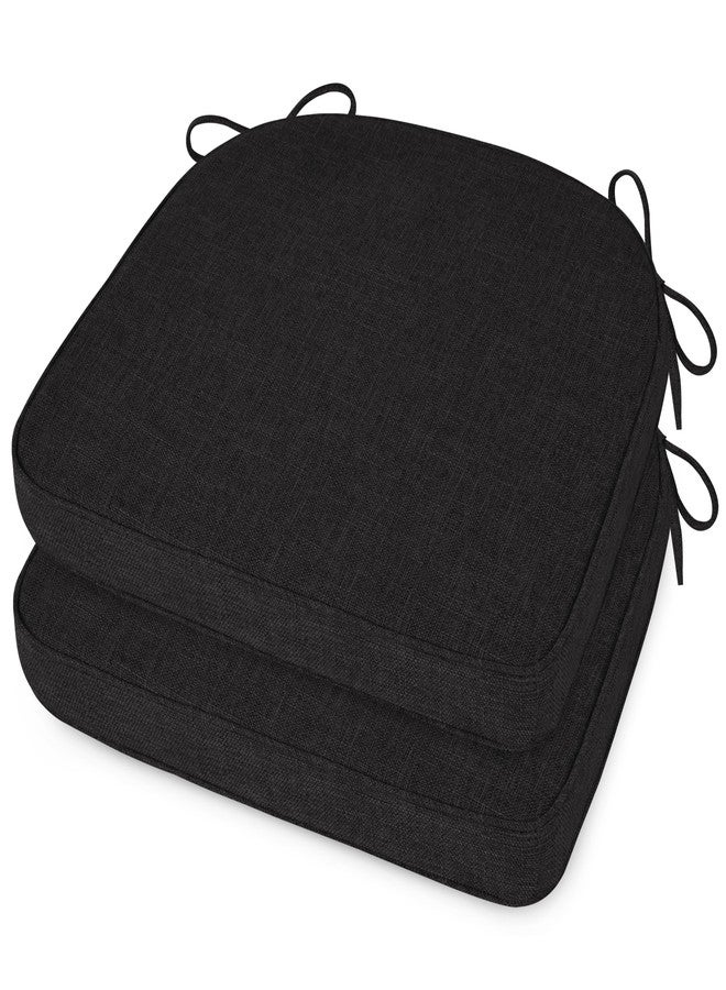 ELFJOY Chair Cushions for Dining Chairs Non-Slip Kitchen Chair Cushions Set of 2 Seat Cushion with Ties for Indoor Kitchen Dining Office Black - Image 1
