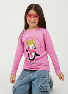 Graphic Print Long Sleeve Round Neck T-Shirt