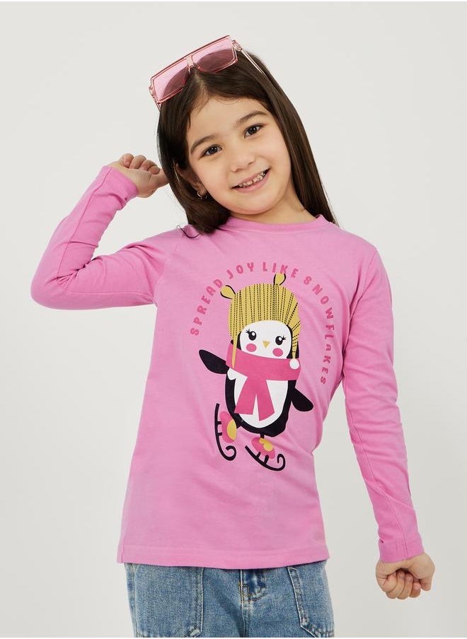 Styli - Graphic Print Long Sleeve Round Neck T-Shirt - Image 1