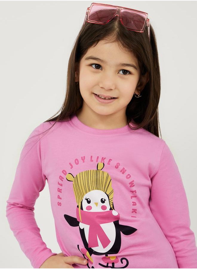 Styli - Graphic Print Long Sleeve Round Neck T-Shirt - Image 1