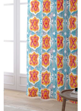 Cango Home Blue Orange Ethnic Decorative Digital Printed Curtain CGH156-PR  - Image 2