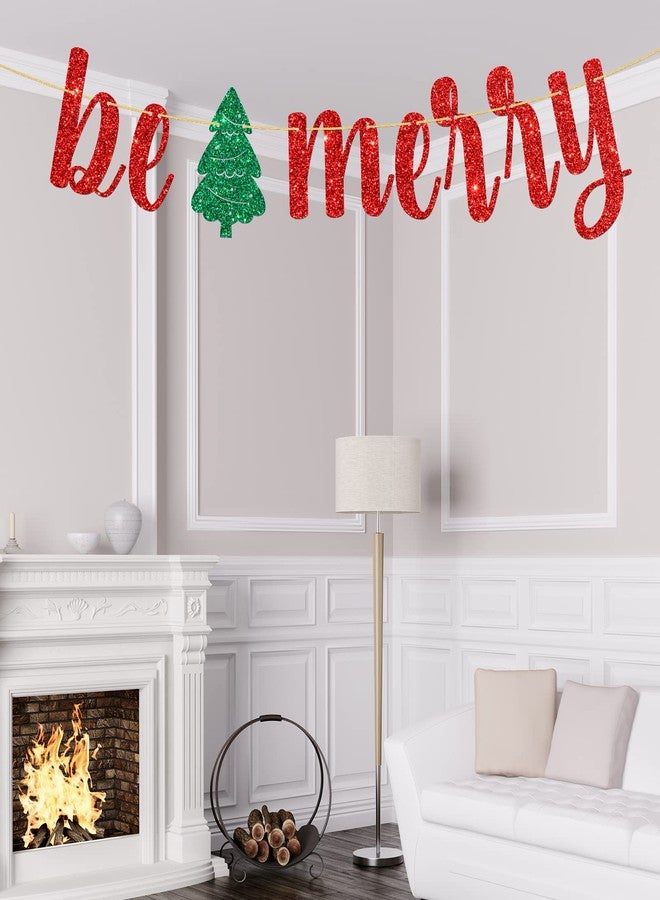 WeBenison Be Merry Banner/Winter Theme/Merry Christmas/Christmas Party Decorations Supplies Banner/Red Glitter - Image 4
