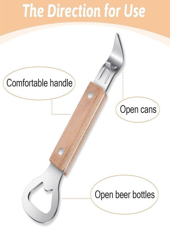Shimmeroo 2Pack Can Punch Opener with Wooden Handle,Stainless Steel Bottle Opener Bartender Manual Bottle & Can Openers for for Beers Beverages Dishwasher Safe,Brown - Image 2