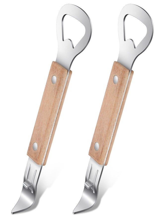 Shimmeroo 2Pack Can Punch Opener with Wooden Handle,Stainless Steel Bottle Opener Bartender Manual Bottle & Can Openers for for Beers Beverages Dishwasher Safe,Brown - Image 1