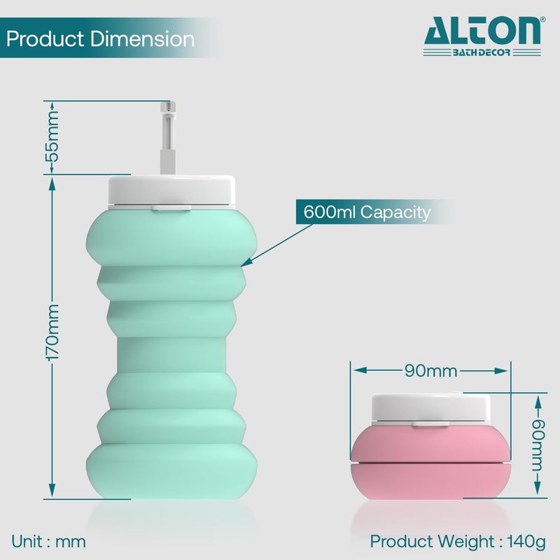 Alton ALTON SHR20245, Non-Electric Collapsible Toilet Portable Bidet, Retractable Travel Bidet, Pink, 600ML | Jet Spray for Toilet | Health Faucet - Image 2