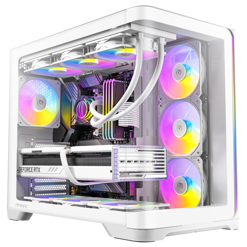 Antec C5 Curve ARGB White, Mid-Tower ATX PC Case, Curved Tempered Glass Front & Side Panels, 4 x 120mm ARGB PWM Fans Included, Supports Up to 10 Fans, 360mm Radiator Support, Type-C 3.2 Gen 2 - Image 1