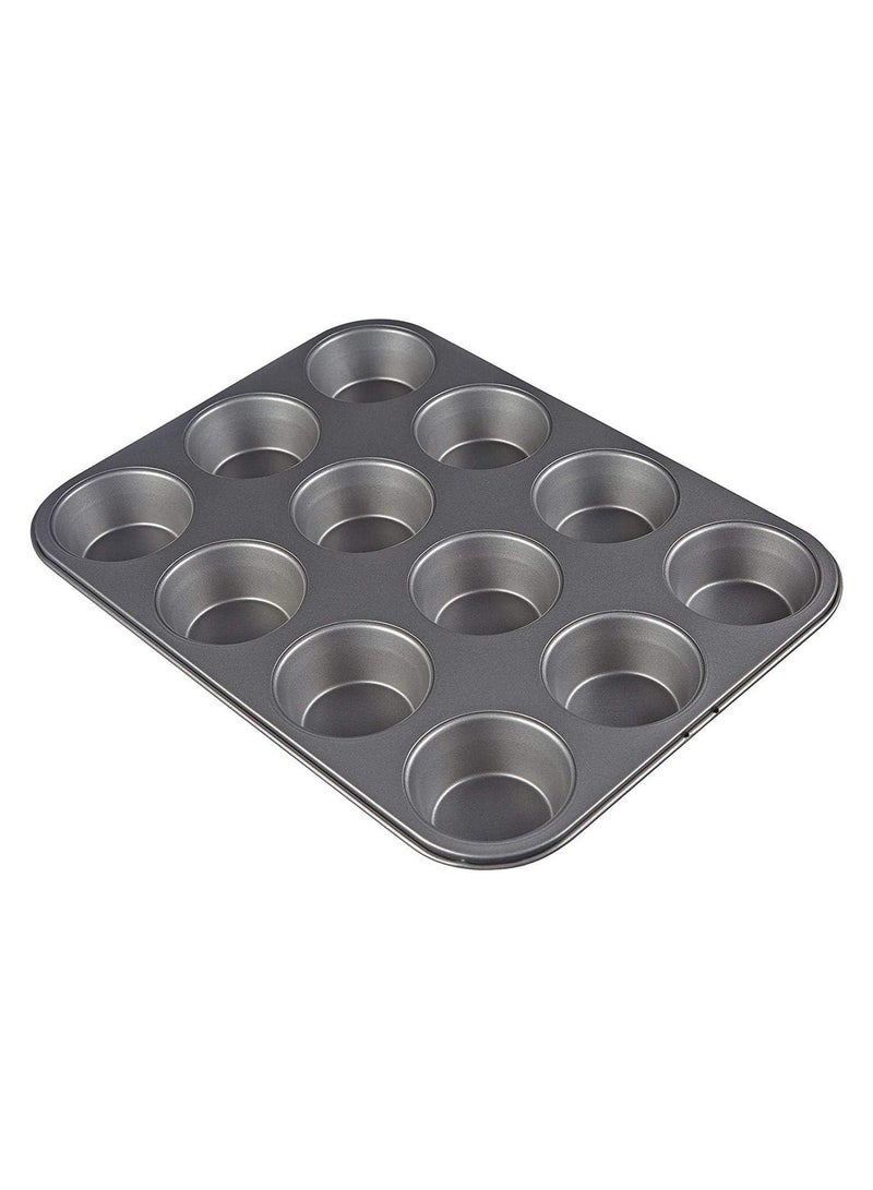 12-Piece Baking Cup Cake Mould Black - Image 1
