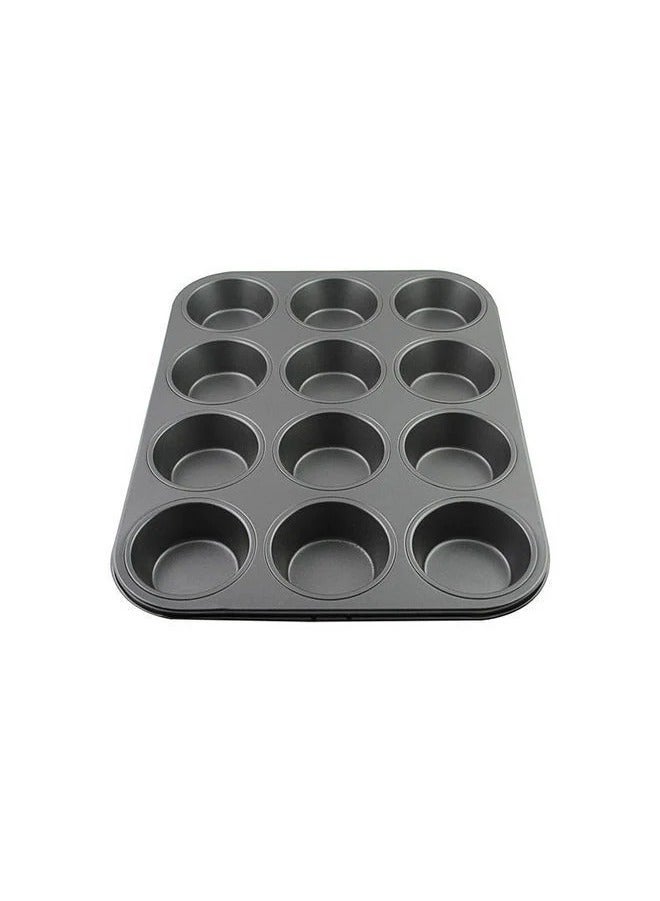 12-Piece Baking Cup Cake Mould Black - Image 2