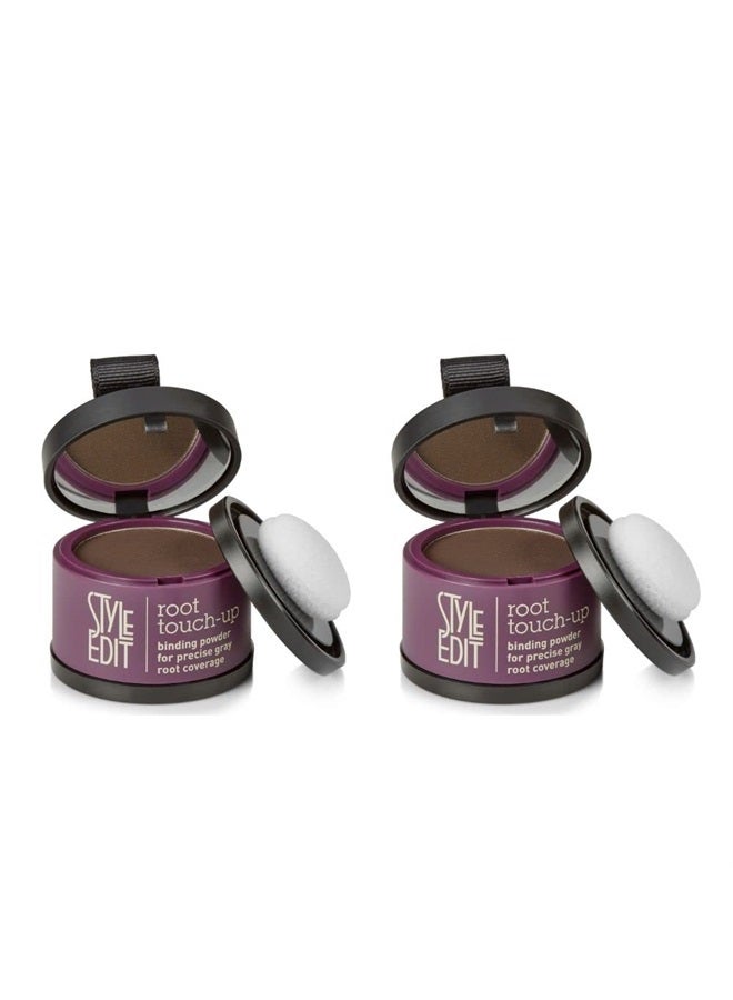 STYLE EDIT Root Touch Up Powder for Dark Brown Hair by Style Edit | Cover Up Hair Color for Grays and Roots Coverage | Root Concealer for Dark Brown Hair | Mineral Infused Binding Hairline Powder 2 Pack - Image 1