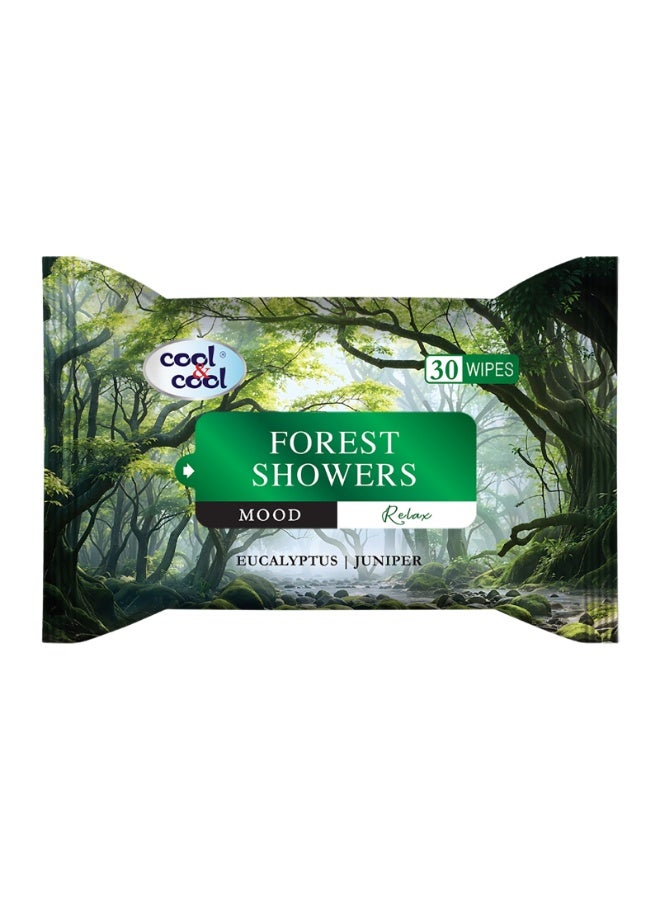 Cool & Cool Forest Showers Wipes 30s - Eucalyptus & Juniper - Skin Care Moist Wipes for Refreshing Cleanse - Image 1