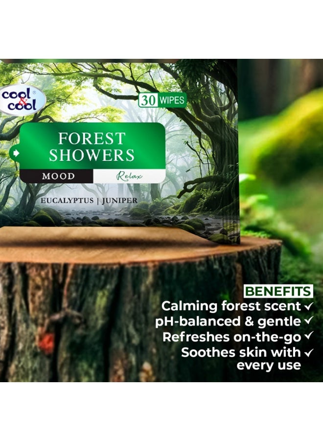 Cool & Cool Forest Showers Wipes 30s - Eucalyptus & Juniper - Skin Care Moist Wipes for Refreshing Cleanse - Image 5