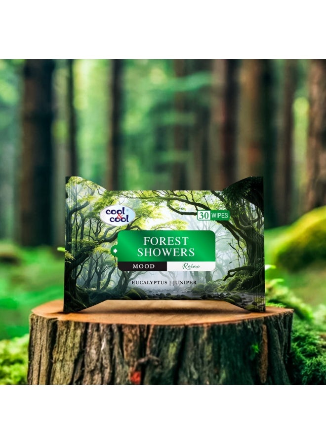 Cool & Cool Forest Showers Wipes 30s - Eucalyptus & Juniper - Skin Care Moist Wipes for Refreshing Cleanse - Image 3
