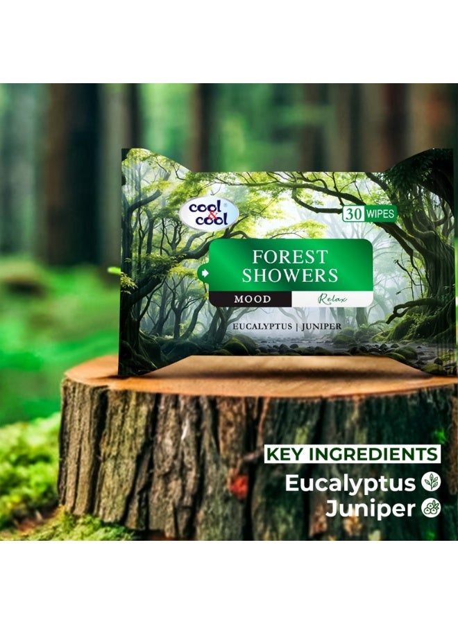 Cool & Cool Forest Showers Wipes 30s - Eucalyptus & Juniper - Skin Care Moist Wipes for Refreshing Cleanse - Image 4