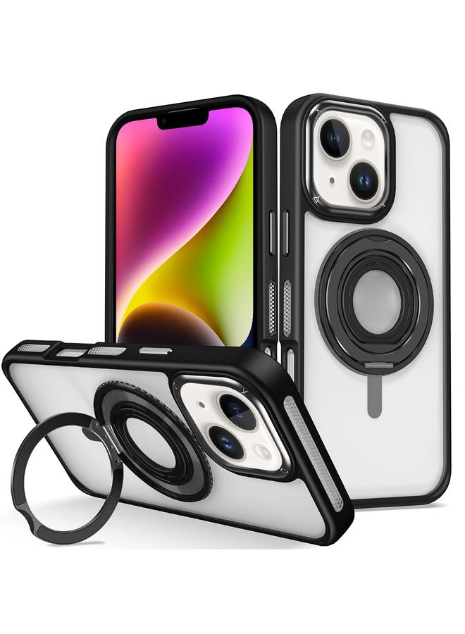 S-TOP Case For iPhone 14 Skin Feel Transparent 360 Degree Rotating Silicone Ring Holder Phone Case - Image 1