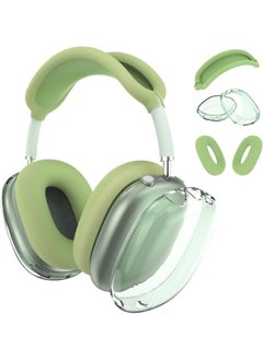 Suitable For Apple Headphone Case Airpods Max Protective Case Head-Mounted Earphone Case Silicone Protective Cover Case-Color:Max Transparent Matcha Green 3-piece Set (TPU Shell Set * 1 Pair Beam Set * 1 Ear Cushion Set * 1 Pair)-Applicable Model:AirPodsMax