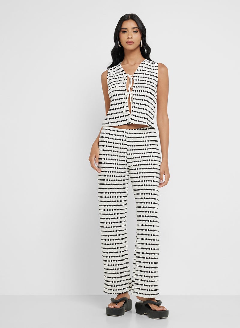 ONLY Ribbed Knit Detail Wide Leg Pants  - Image 4