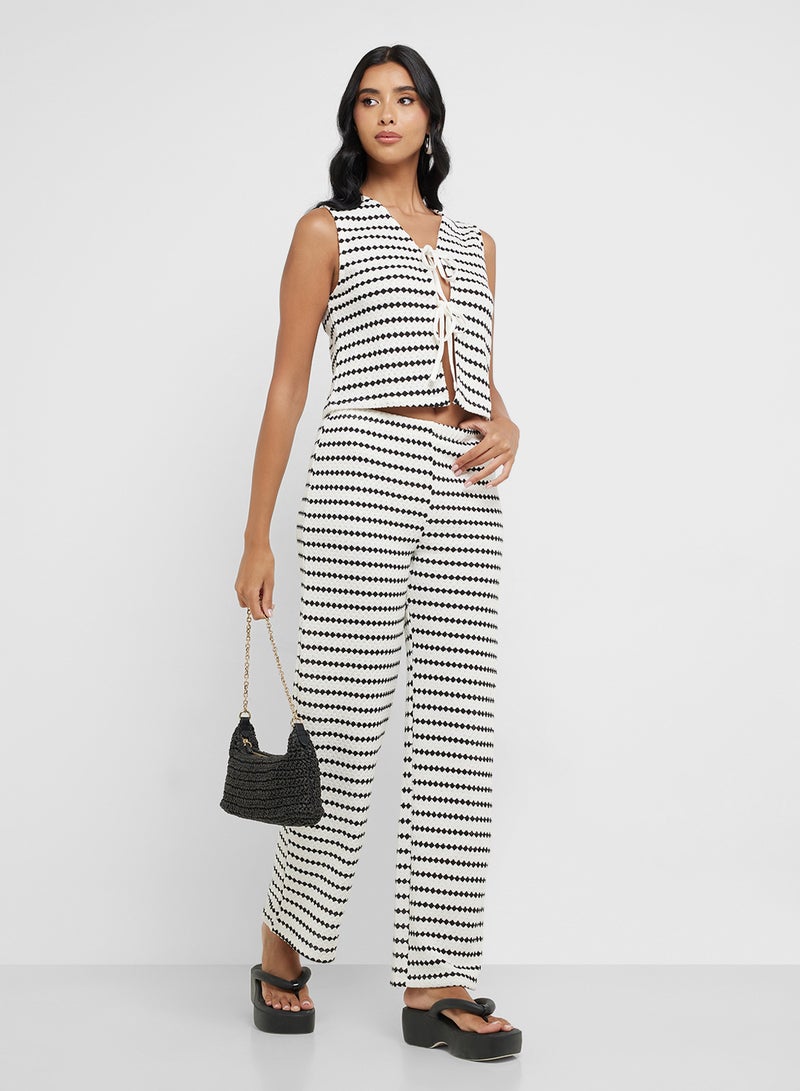 ONLY Ribbed Knit Detail Wide Leg Pants  - Image 1