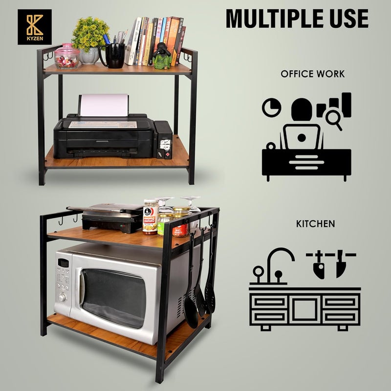 KYZEN Deluxe Microwave Oven OTG Stand for Kitchen Counter Toaster Organizer Extra Storage with Side Hooks for Home Kitchen Appliances 2T_Deluxe - Image 4