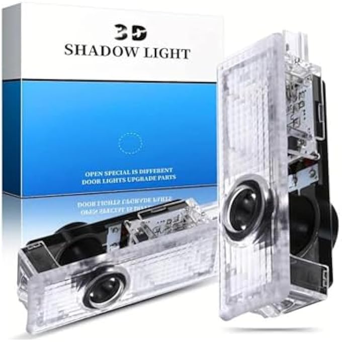 3دي شادو لايت مصابيح LED أضواء باب السيارة وشعار جهاز العرض (أسود وأبيض) أضواء ترحيب عالية الدقة متوافقة مع سلسلة بي إم دبليو 1/3/4/5/6/7/M/X/Z/GT - Image 1