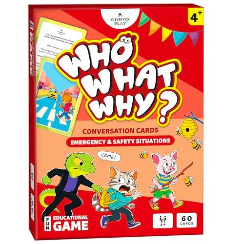 Clever Fox Play Who What Why Emergency Safety Conversation Cards for Kids Social Skills Critical Thinking Game Safety Awareness DecisionMaking Communication Cards Speech Therapy SEL Tool Ages 4 - Image 1