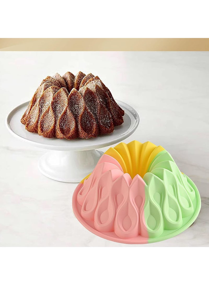 SYOSI Cake Mould Set, Silicone Non-Stick Round Baking Pan for Cakes, Jello, Gelatin, Bread, and Chiffon, Reusable Durable, Waterproof, and Heat-resistant Fluted Ring Cake Tin for DIY Baking, 23cm - Image 4