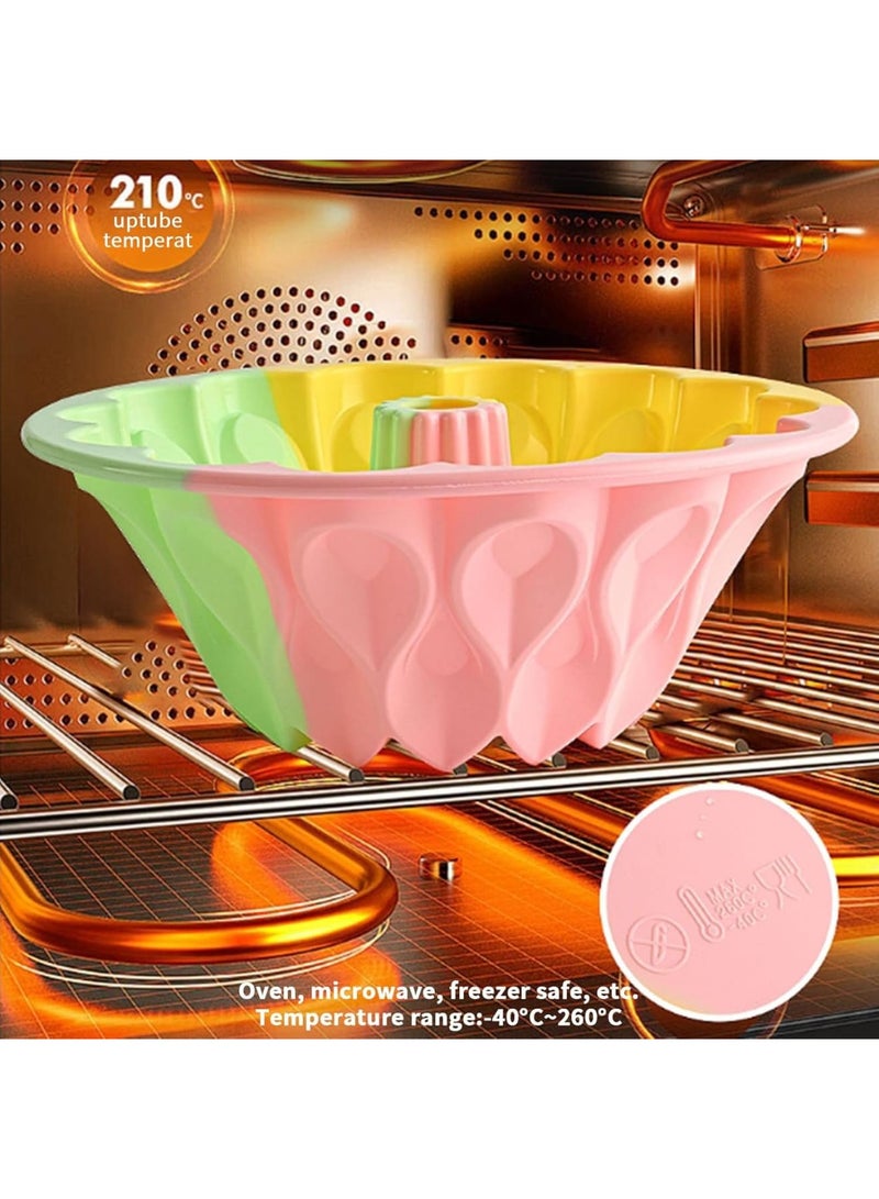 SYOSI Cake Mould Set, Silicone Non-Stick Round Baking Pan for Cakes, Jello, Gelatin, Bread, and Chiffon, Reusable Durable, Waterproof, and Heat-resistant Fluted Ring Cake Tin for DIY Baking, 23cm - Image 3