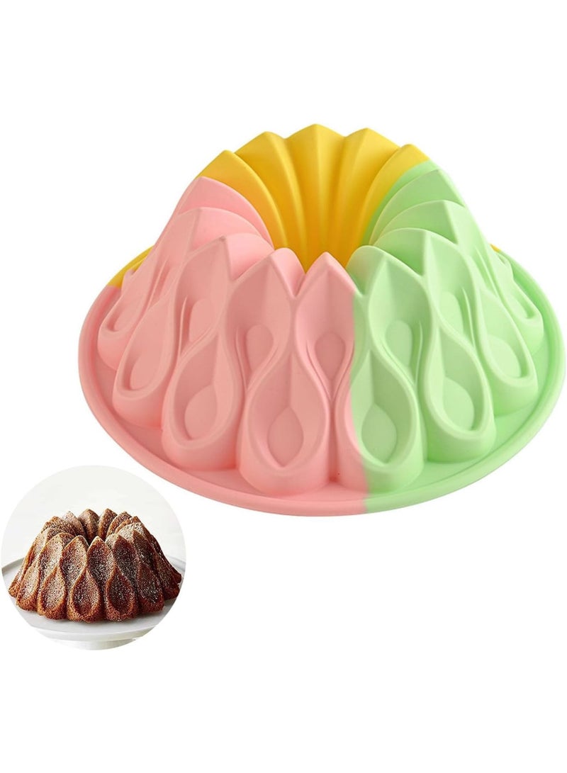 SYOSI Cake Mould Set, Silicone Non-Stick Round Baking Pan for Cakes, Jello, Gelatin, Bread, and Chiffon, Reusable Durable, Waterproof, and Heat-resistant Fluted Ring Cake Tin for DIY Baking, 23cm - Image 1