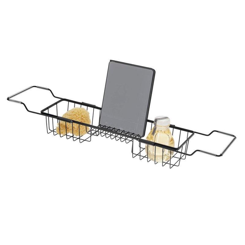 Bosphorus iDesign Everett Metal Adjustable Over the Tub Caddy Basket for Master Guest Kids Bathroom 2255 x 67 x 441 Matte Black 