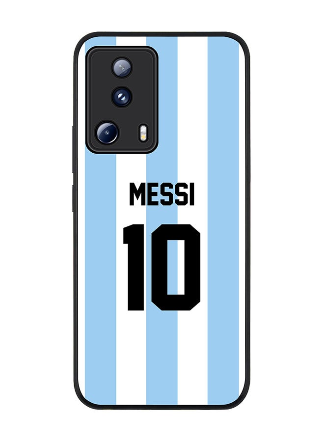 Stylizedd Rugged Black edge case for Xiaomi 13 Lite 5G / Xiaomi Civi 2 5G, Slim fit Soft Case Flexible Rubber Edges Anti Drop TPU Gel Thin Cover -  Football Team - Argentina, Player Name - Messi - Image 1