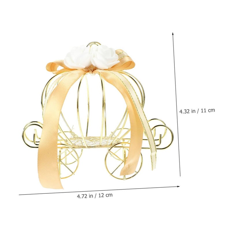 2pc Pumpkin Carriage Candy Containers Light Brown Metal Favor Box for Wedding Holiday Wrapping - Image 3