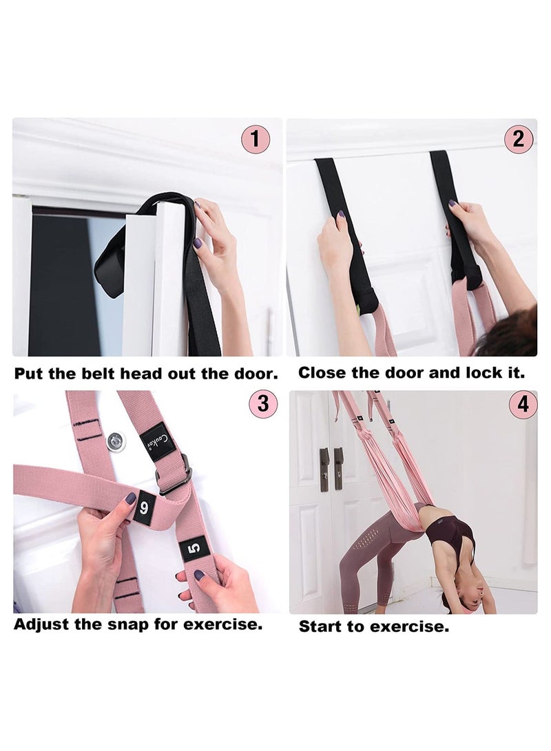 Y&D Leg Stretcher Strap, Door Anchor Included Backbend Training Belt Flexibility Traine Stretching Equipment Assist Stretch Strap Aerial Enhancer for Fitness Gymnastics Dance Yoga Ballet - Image 3