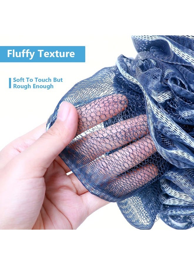 VANZAVANZU Bath Loofah Large 80g Shower Sponge Body Scrubber Mesh Pouf for Men and Women, Set of 4 (Navy Blue) - Image 4