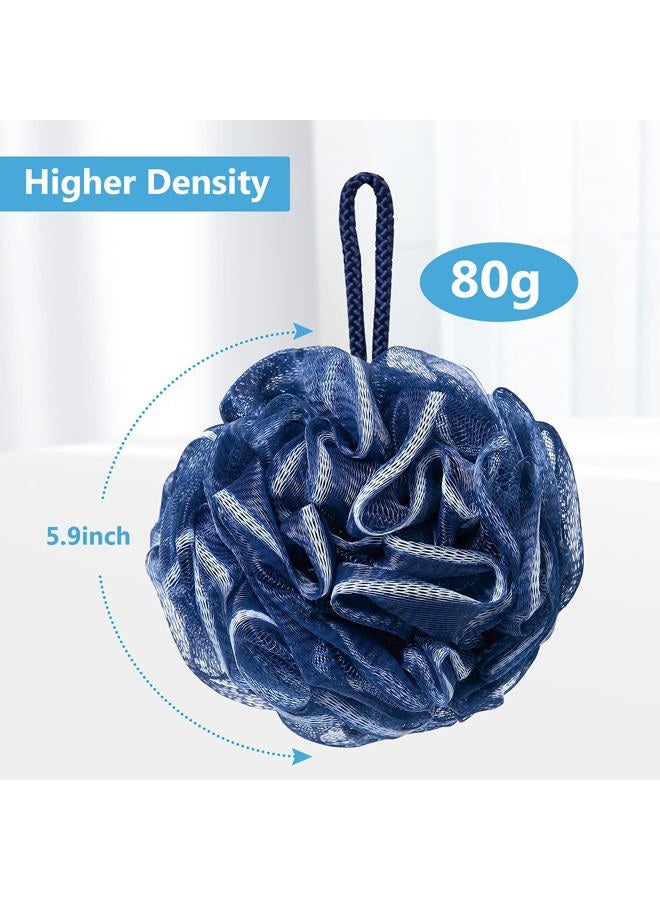 VANZAVANZU Bath Loofah Large 80g Shower Sponge Body Scrubber Mesh Pouf for Men and Women, Set of 4 (Navy Blue) - Image 2