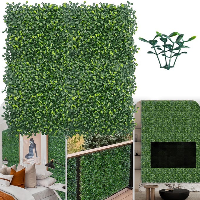 Artificial Grass Wall Panel Backdrop10 X 10 in 16P112 sqft UVAnti Greenery Boxwood Panels for Indoor Outdoor Green Wall Decor Ivy Fence Covering Privacy