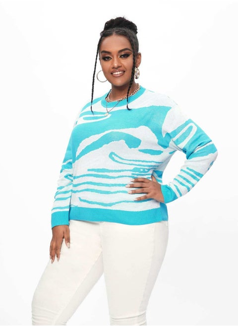 Plus Graphic Pattern Drop Shoulder Sweater