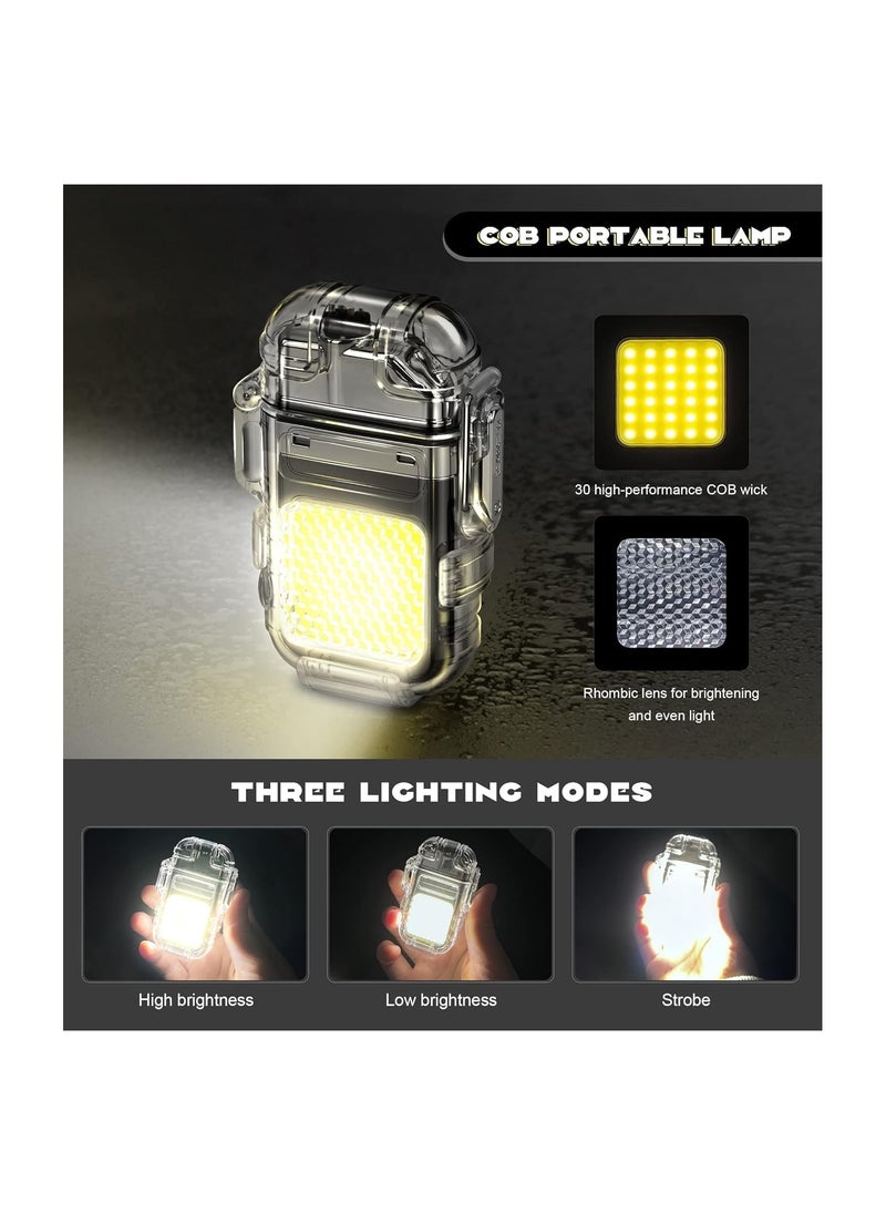 ماركة غير محددة - كشاف اضائة LED محمول قابل لإعادة الشحن مع 3 أوضاع اضائة، كشاف محمول مع ولاعة سجائر مدمجة، ضوء محمول متعدد الوظائف مع قاعدة مغناطيسية للتخييم وحالات الطوارئ - Image 1