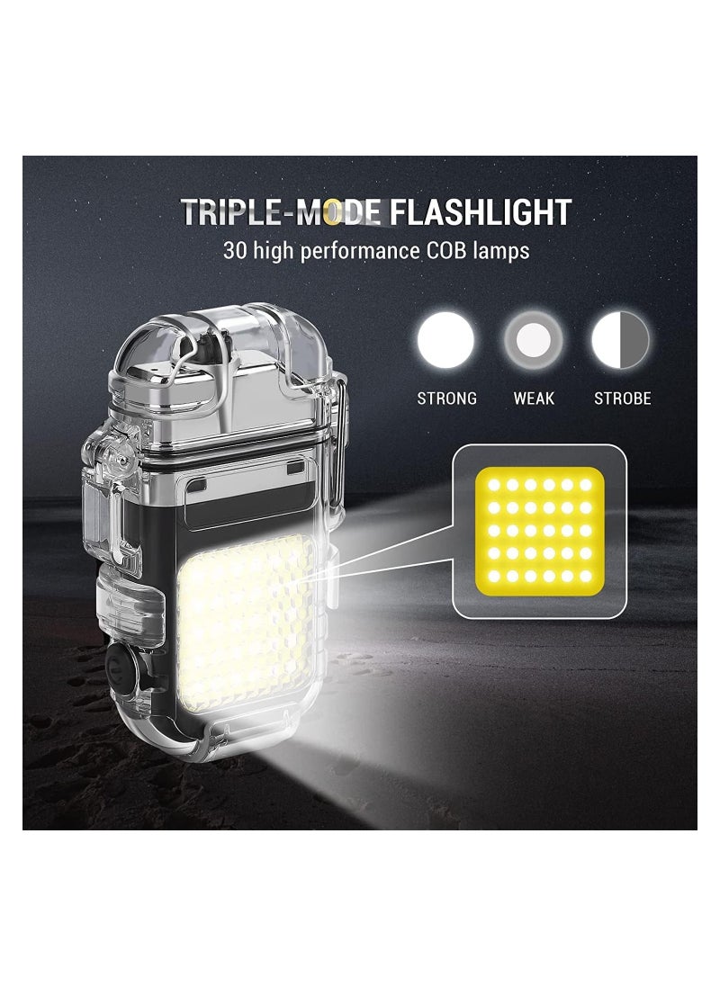 ماركة غير محددة - كشاف اضائة LED محمول قابل لإعادة الشحن مع 3 أوضاع اضائة، كشاف محمول مع ولاعة سجائر مدمجة، ضوء محمول متعدد الوظائف مع قاعدة مغناطيسية للتخييم وحالات الطوارئ - Image 1