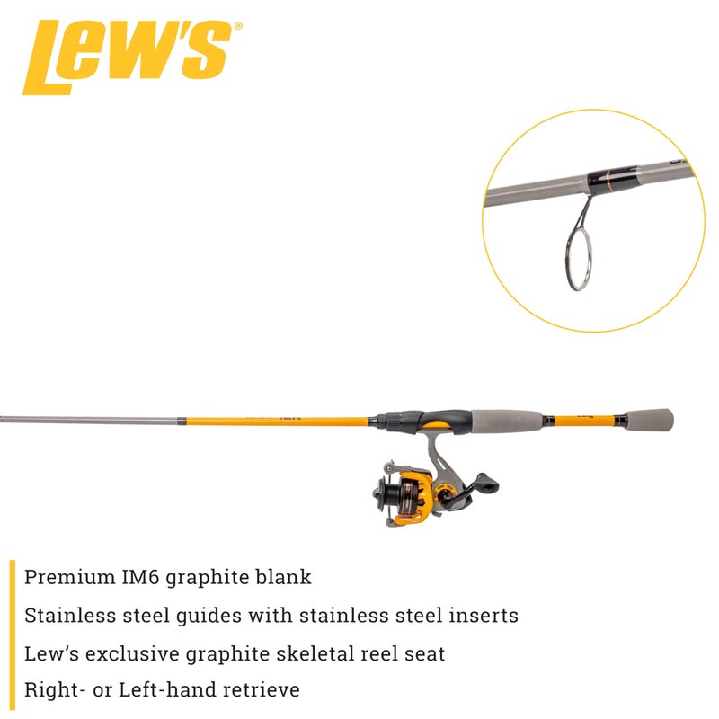 Lew's Lewâ€™s Hypersonic Spinning Reel and Fishing Rod Combo, 7-Foot Med Power Fast Action IM6 Graphite Rod, Size 300 Reel, 5.1:1 Gear Ratio, Orange/Gray - Image 4