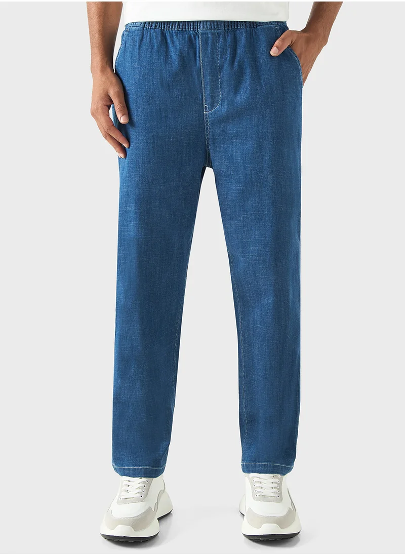 لي كوبر Lee Cooper Solid Relaxed Fit Pants with Pockets