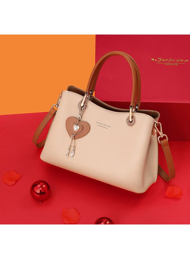 Viney Cowhide Handbag Women's Bag Mother Bag Middle-aged High-end Crossbody Bag New Year Birthday Gift For Girlfriend Wife - Image 1