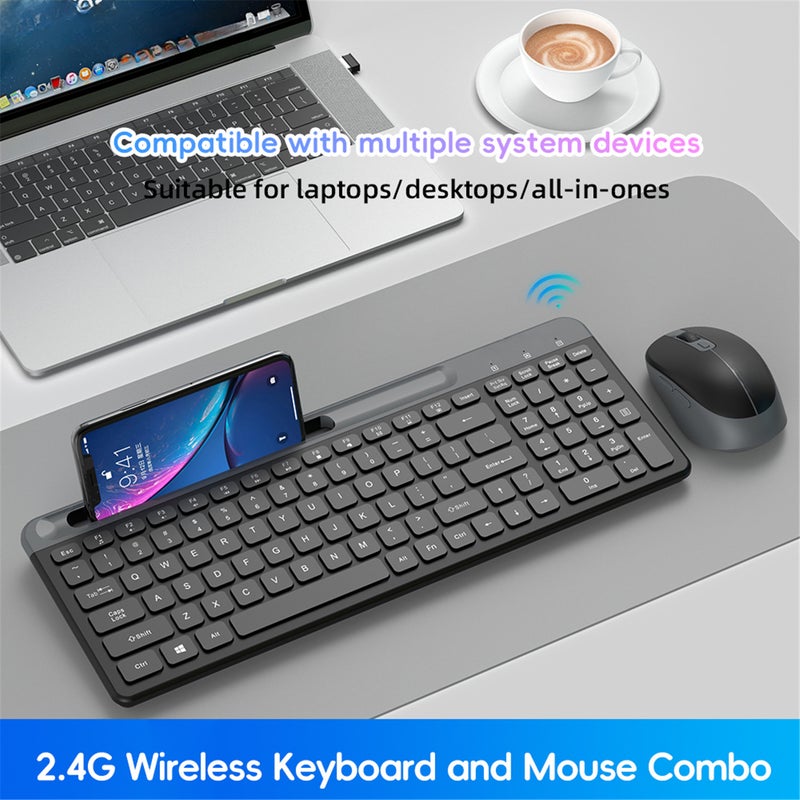 مجموعة لوحة مفاتيح وماوس مكتبية KM98 لاسلكية 2.4G - Image 5