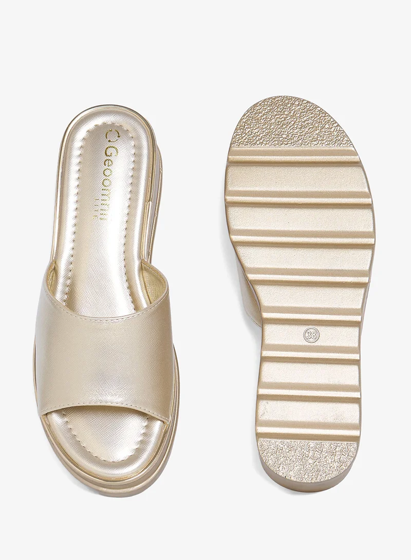 Geoomnii GOLD Geoomnii Comfort Slide Sandals for Women – Cushioned Slip-On Casual Sandals for Daily Wear, Home, Travel & Walking for Women | Best Price UAE